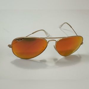 Ray-Ban Aviator Sunglasses 58014 Gold Frame & Orange Mirrored Lens